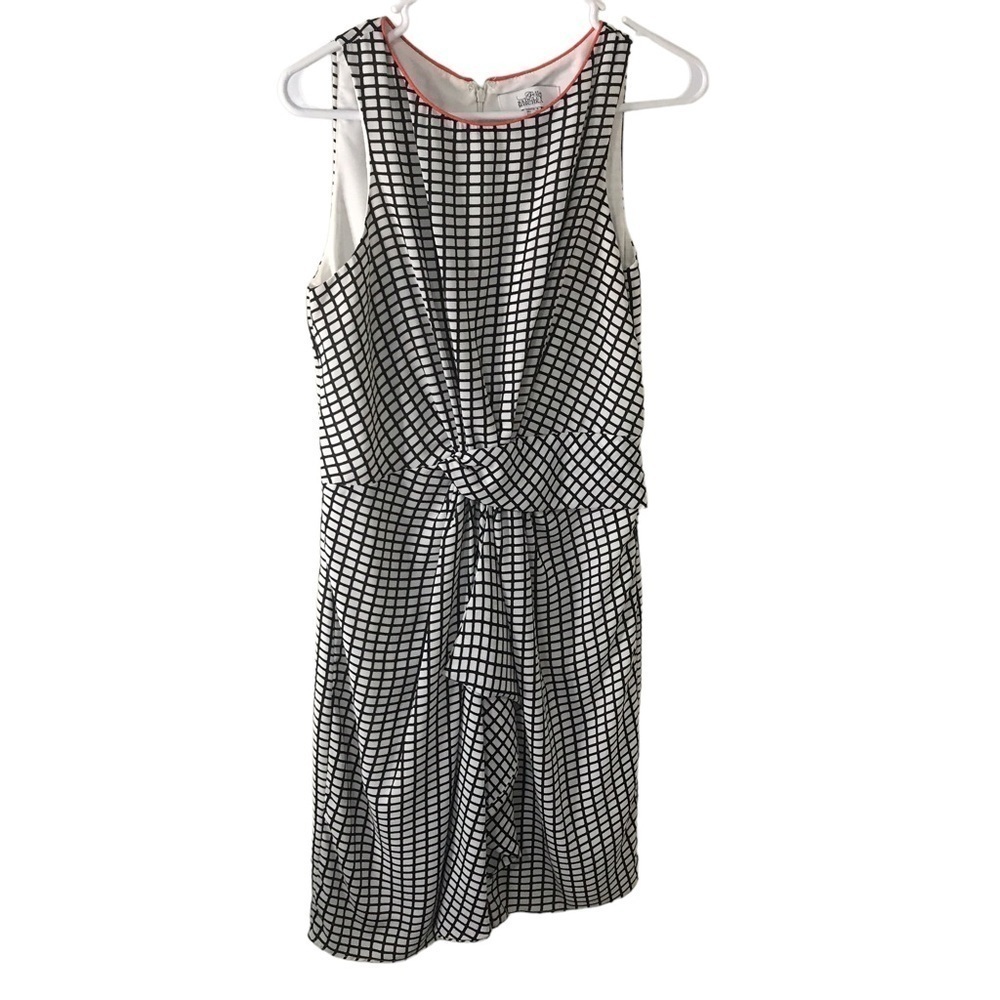 Belle Badgley Mischka black and white square drape sleeveless dress womens 6